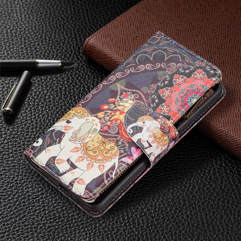 Nahkakotelo Xiaomi Redmi Note 11 Pro Plus 5G Elephant Vetoketjutasku