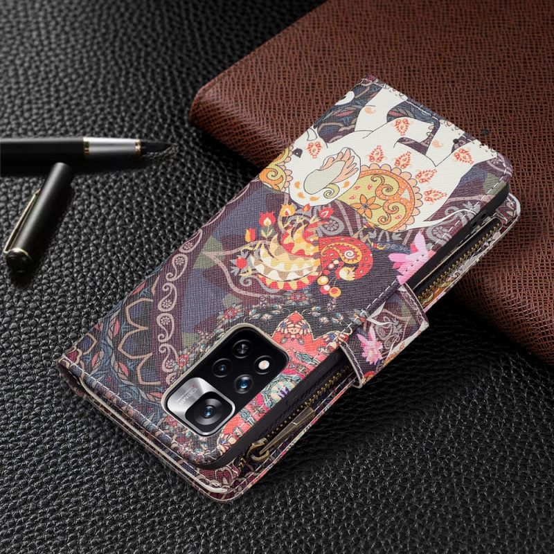 Nahkakotelo Xiaomi Redmi Note 11 Pro Plus 5G Elephant Vetoketjutasku