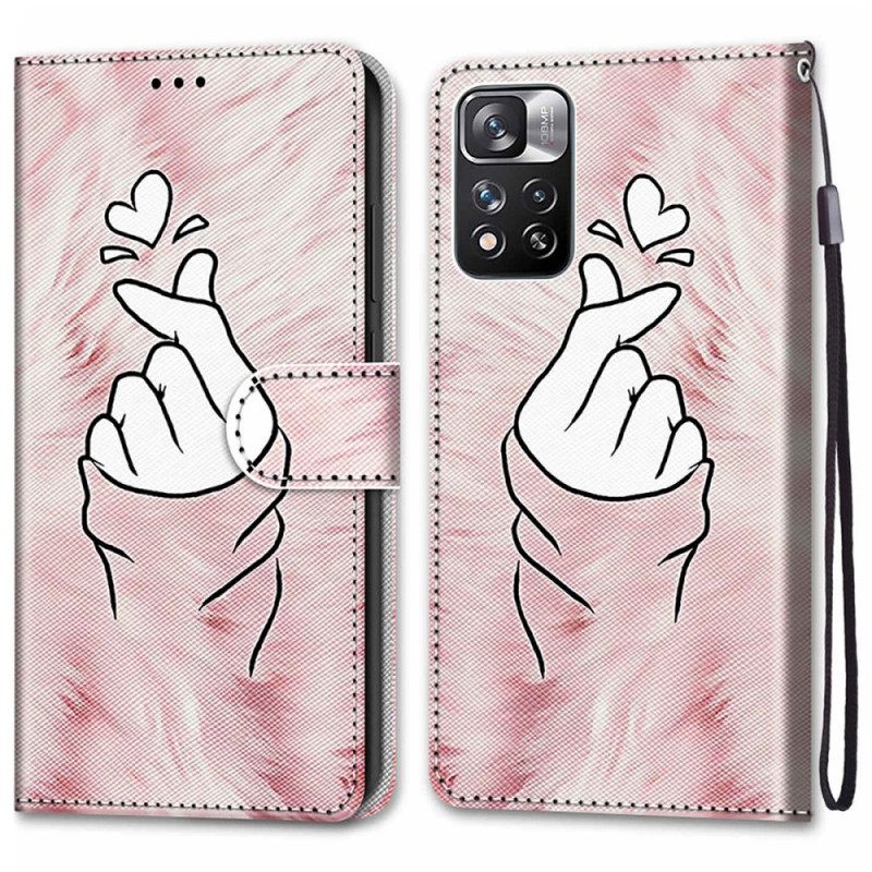 Nahkakotelo Xiaomi Redmi Note 11 Pro Plus 5G Finger Heart