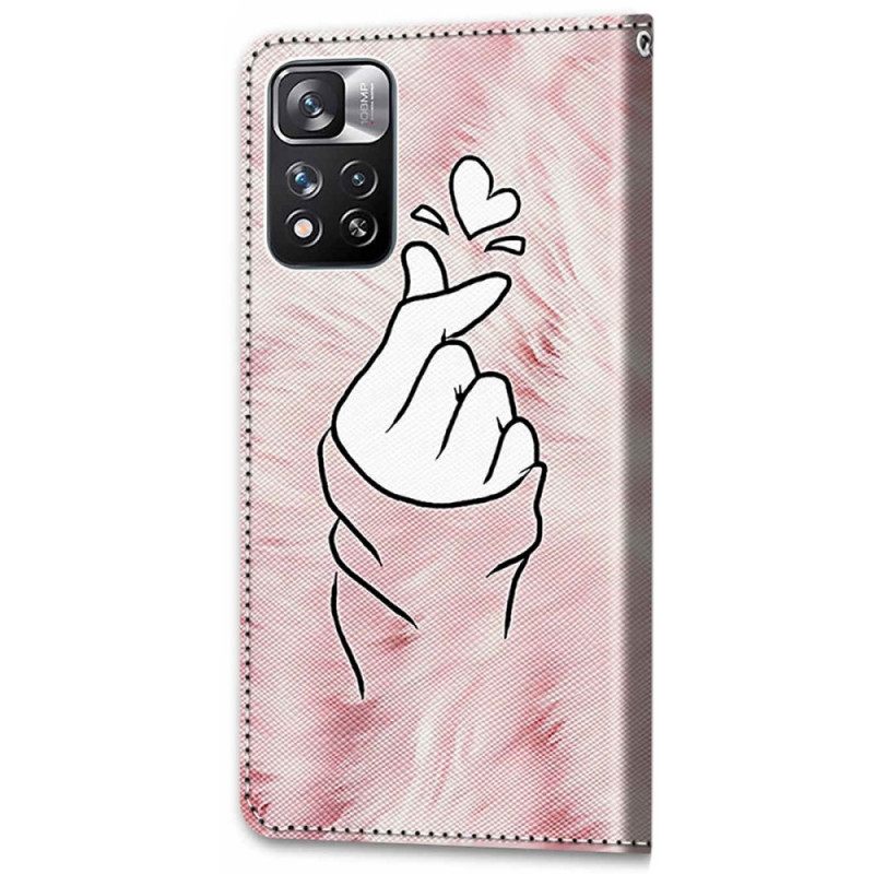 Nahkakotelo Xiaomi Redmi Note 11 Pro Plus 5G Finger Heart
