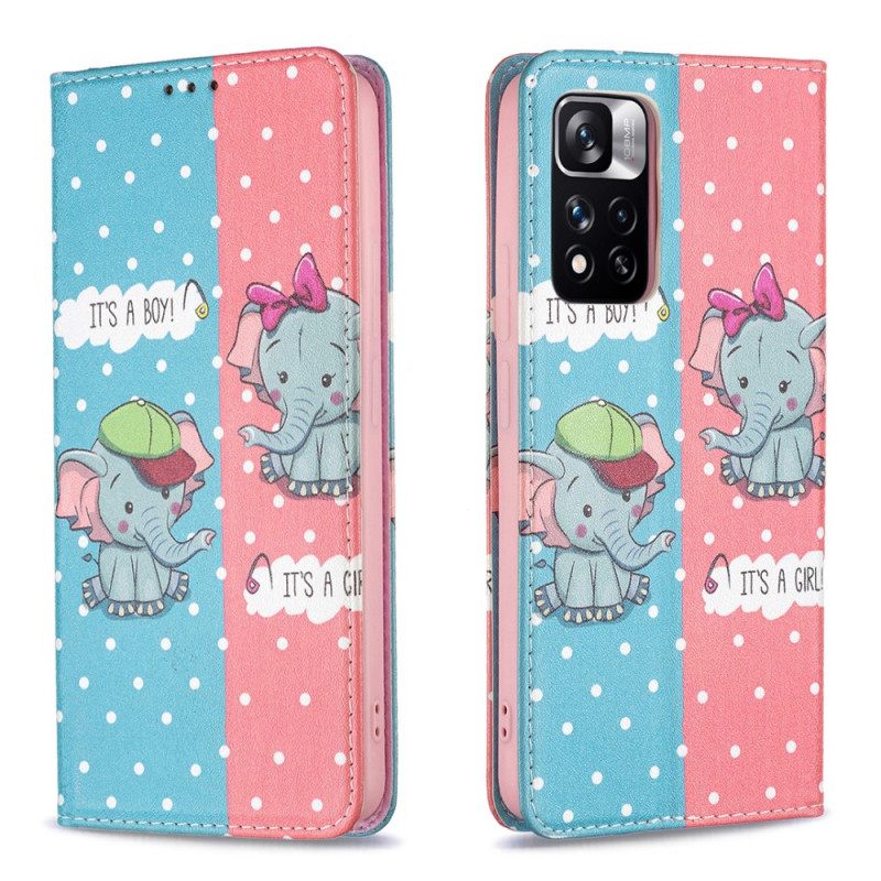 Puhelinkuoret Xiaomi Redmi Note 11 Pro Plus 5G Kotelot Flip Baby Elephants