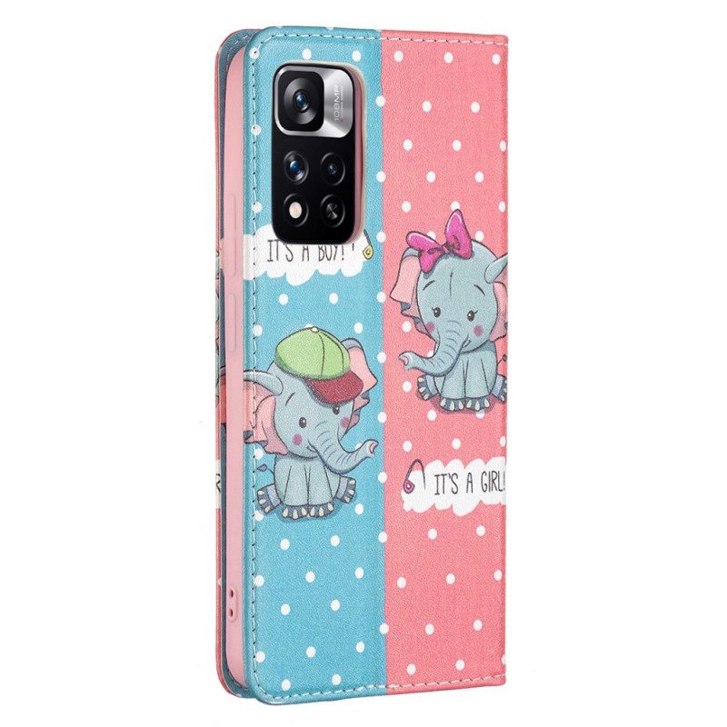 Puhelinkuoret Xiaomi Redmi Note 11 Pro Plus 5G Kotelot Flip Baby Elephants