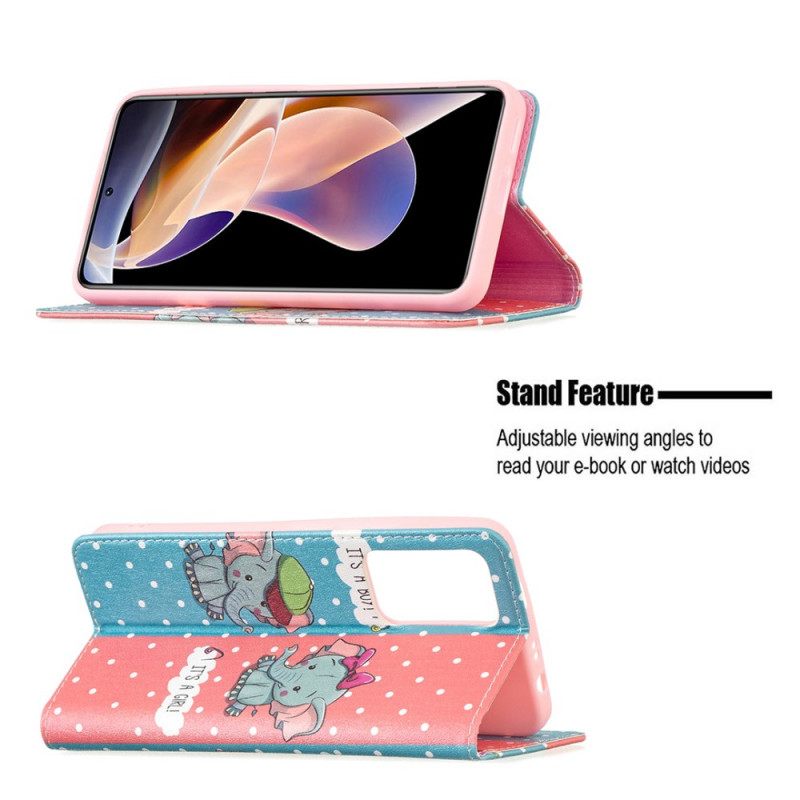 Puhelinkuoret Xiaomi Redmi Note 11 Pro Plus 5G Kotelot Flip Baby Elephants