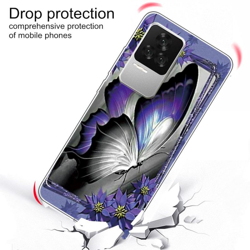 Case Poco F4 Purple Butterfly