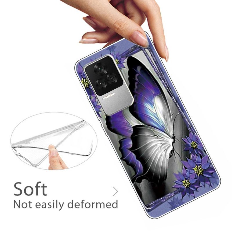 Case Poco F4 Purple Butterfly