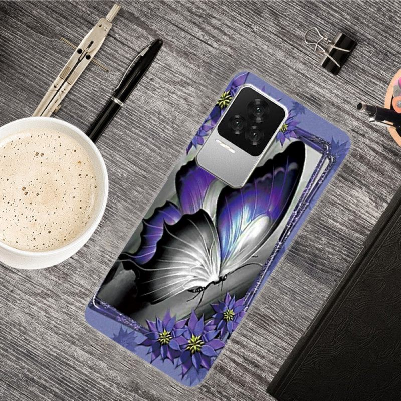 Case Poco F4 Purple Butterfly