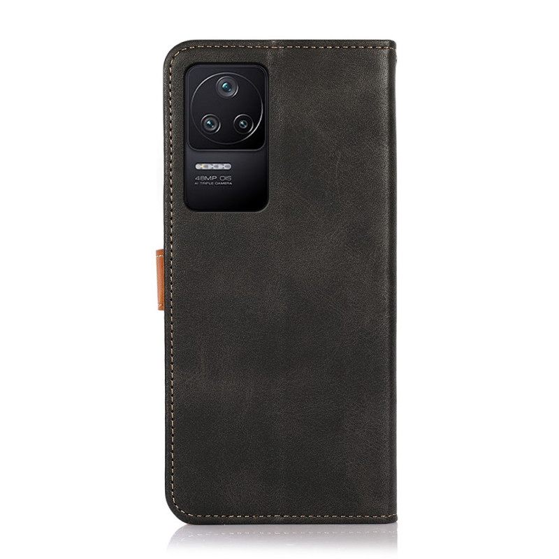 Kotelot Poco F4 Bicolor Golden Clasp Khazneh