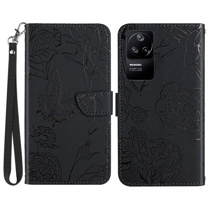 Kotelot Poco F4 Suojaketju Kuori Strappy Butterflies Kuvio