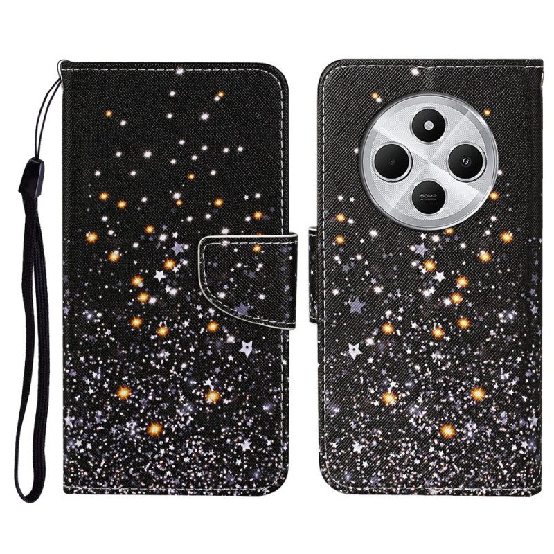 Kotelot Poco C75 Musta Pentagrammi-tilkkutyö Hihnalla Suojakuori