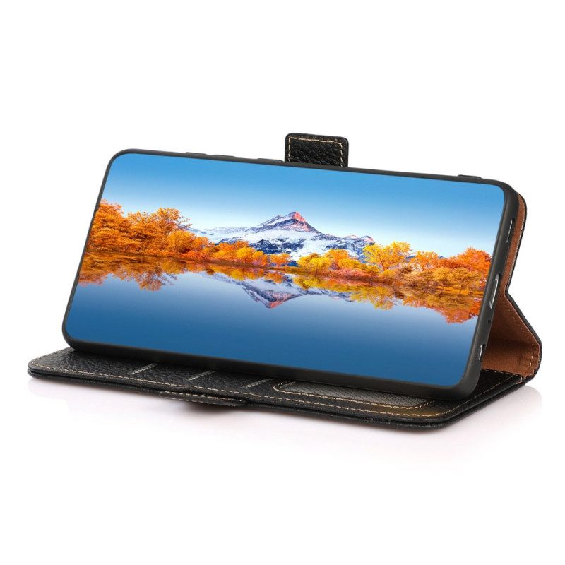 Kotelot Poco C75 Puhelinkuoret Litsi-nahka Rfid-esto Khazneh