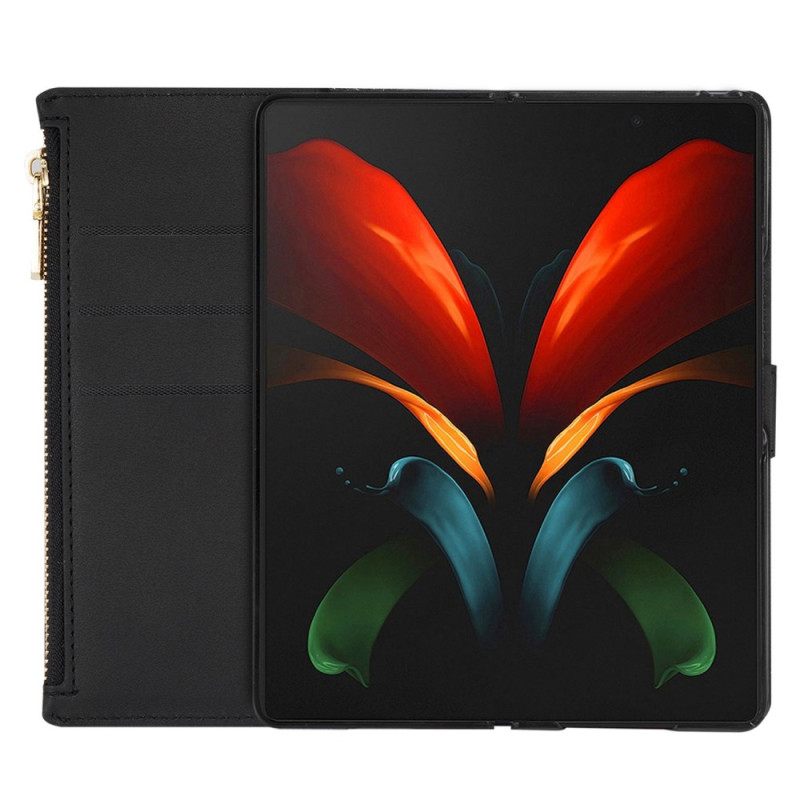 Nahkakotelo Samsung Galaxy Z Fold 4 Ultra Sequin Hihnalla