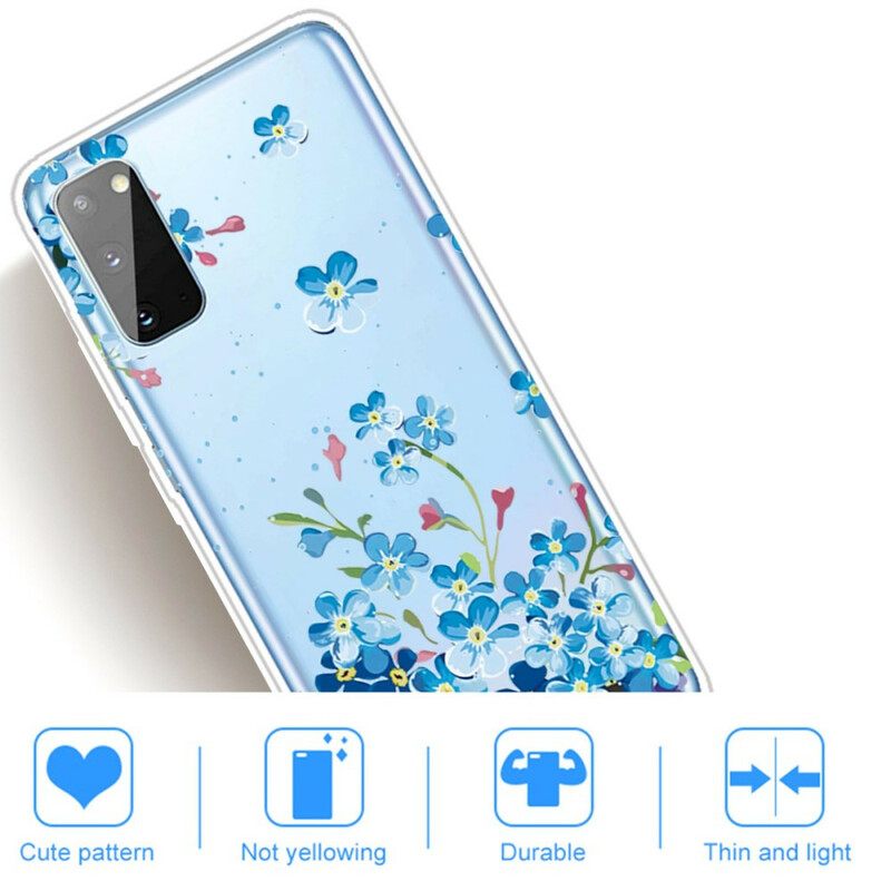 Kuori Samsung Galaxy A41 Siniset Kukat