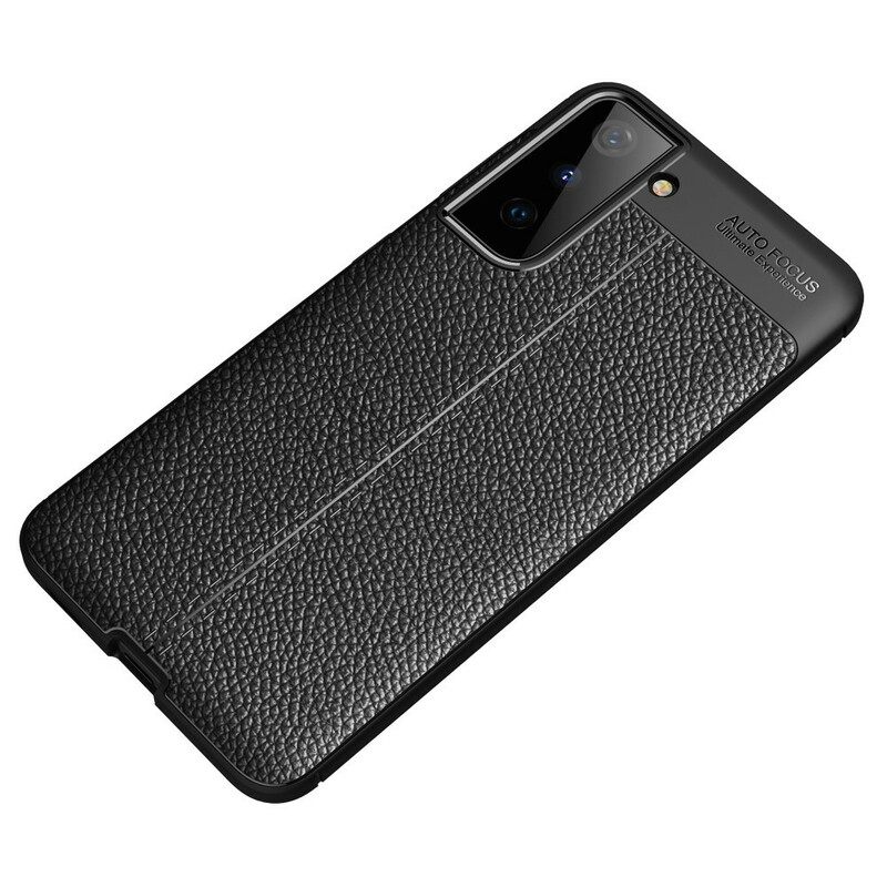 Case Samsung Galaxy S21 5G Double Line Litchi Leather Effect