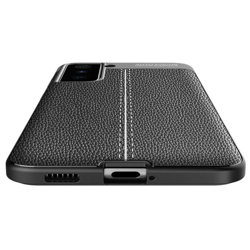 Case Samsung Galaxy S21 5G Double Line Litchi Leather Effect