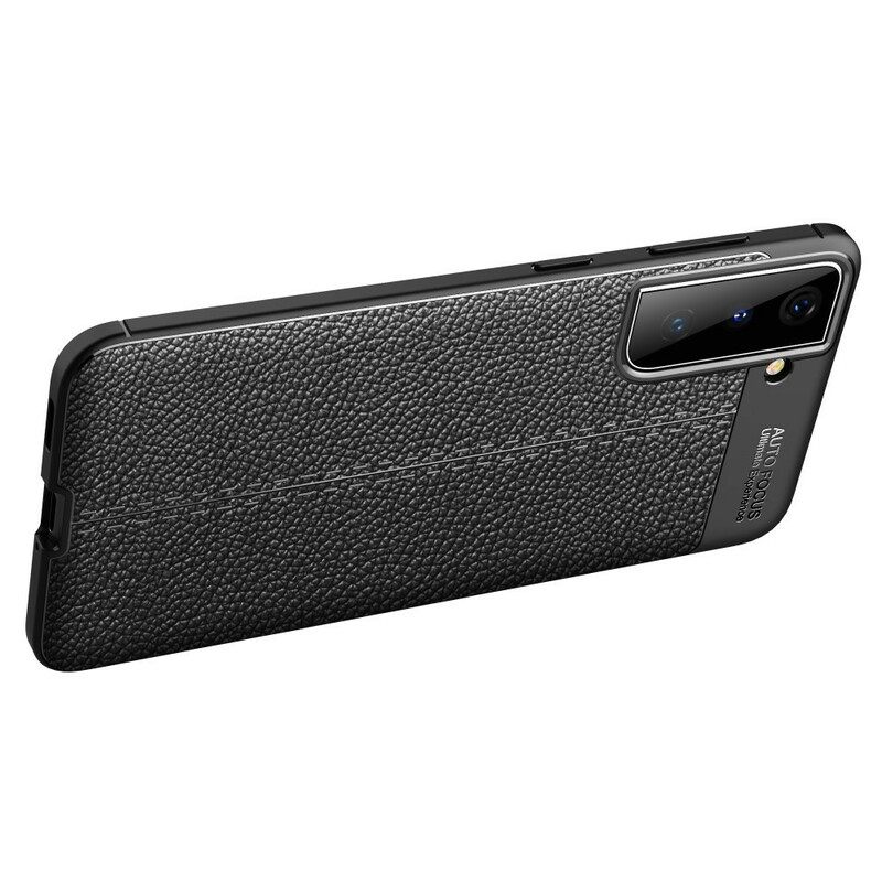 Case Samsung Galaxy S21 5G Double Line Litchi Leather Effect