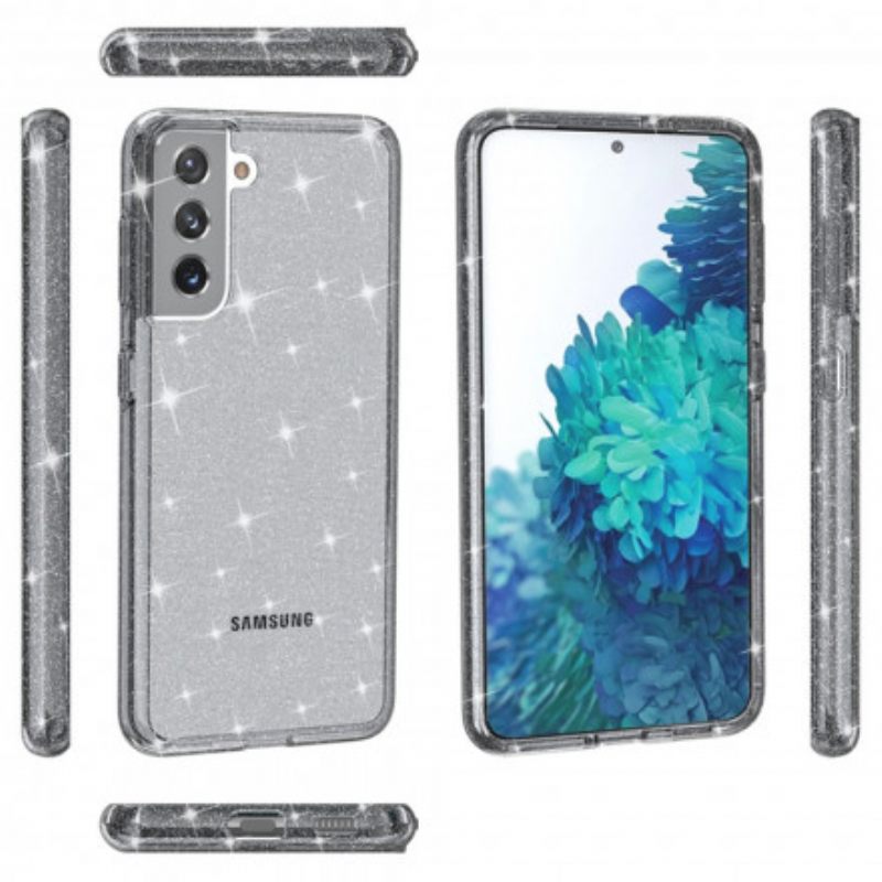 Case Samsung Galaxy S21 5G Läpinäkyvät Paljetit
