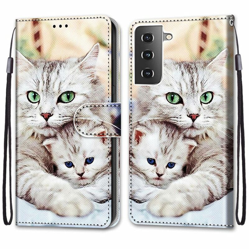 Flip Case Samsung Galaxy S21 5G Cat Perhe