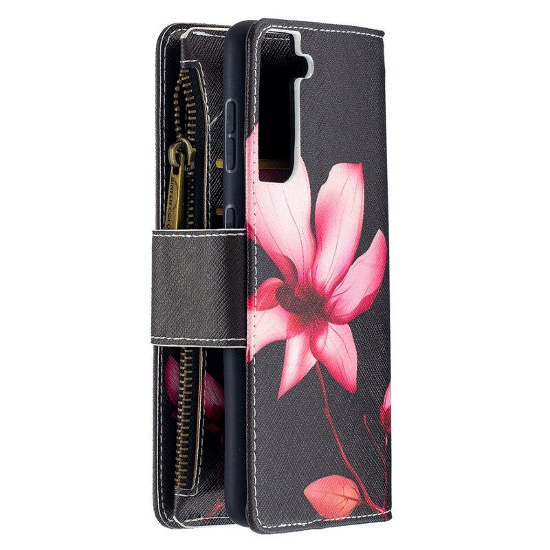 Flip Case Samsung Galaxy S21 5G Flower Vetoketjullinen Tasku