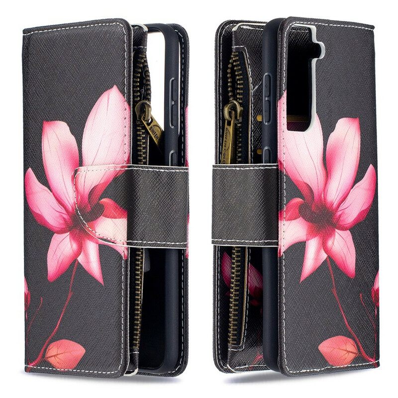 Flip Case Samsung Galaxy S21 5G Flower Vetoketjullinen Tasku