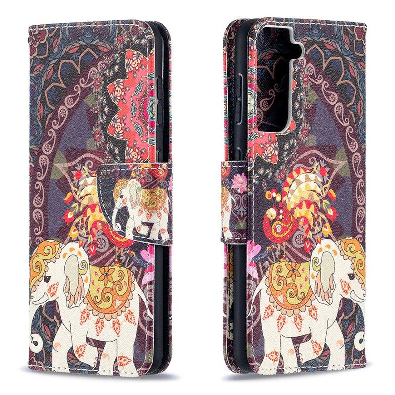 Flip Case Samsung Galaxy S21 5G Mandala Etniset Norsut