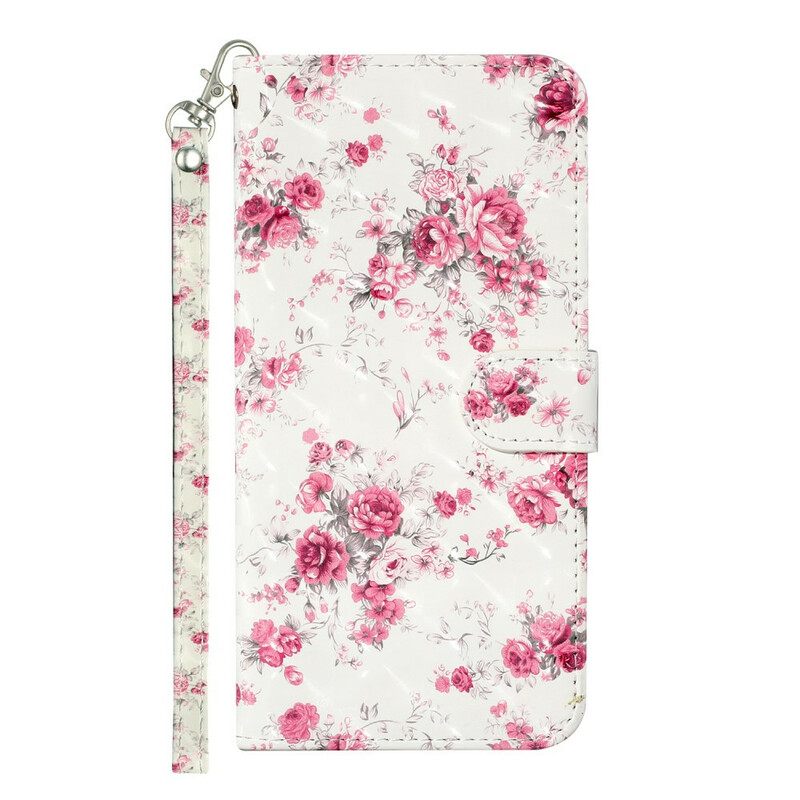 Flip Case Samsung Galaxy S21 5G Suojaketju Kuori Strap Light Spot Flowers