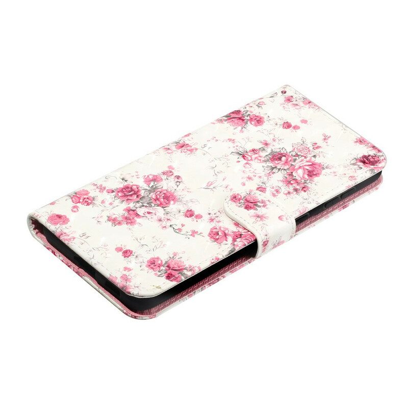 Flip Case Samsung Galaxy S21 5G Suojaketju Kuori Strap Light Spot Flowers