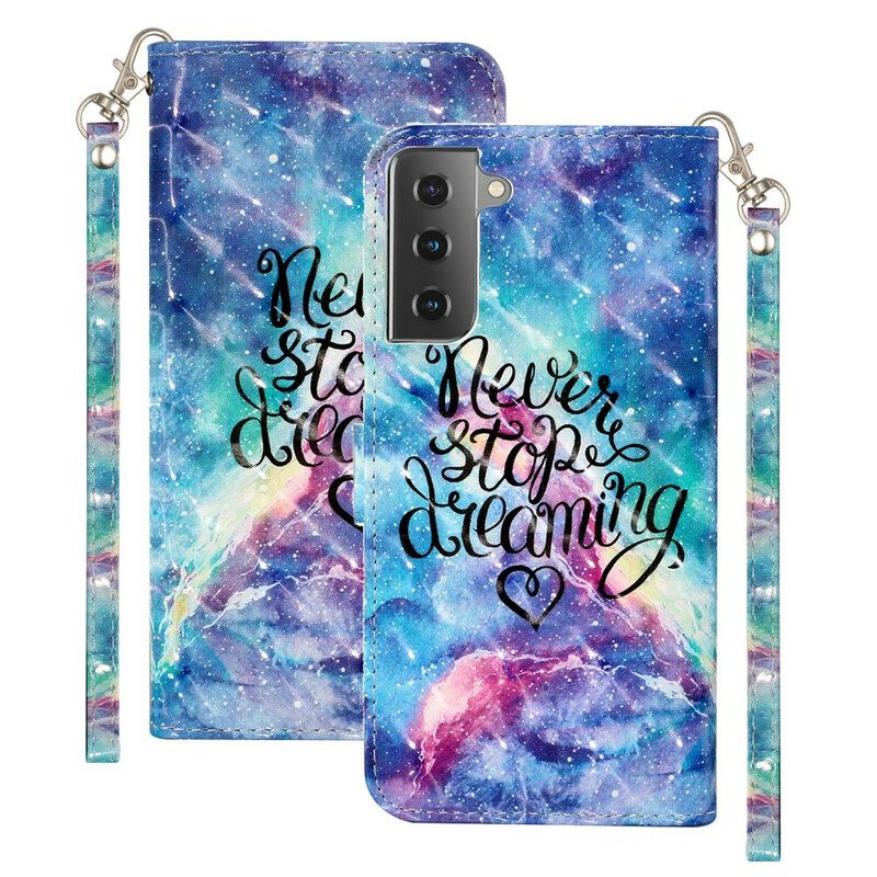 Kotelot Samsung Galaxy S21 5G Älä Koskaan Lopeta Kaulanauhan Kanssa