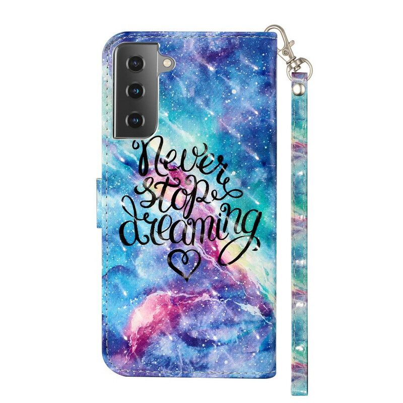 Kotelot Samsung Galaxy S21 5G Älä Koskaan Lopeta Kaulanauhan Kanssa