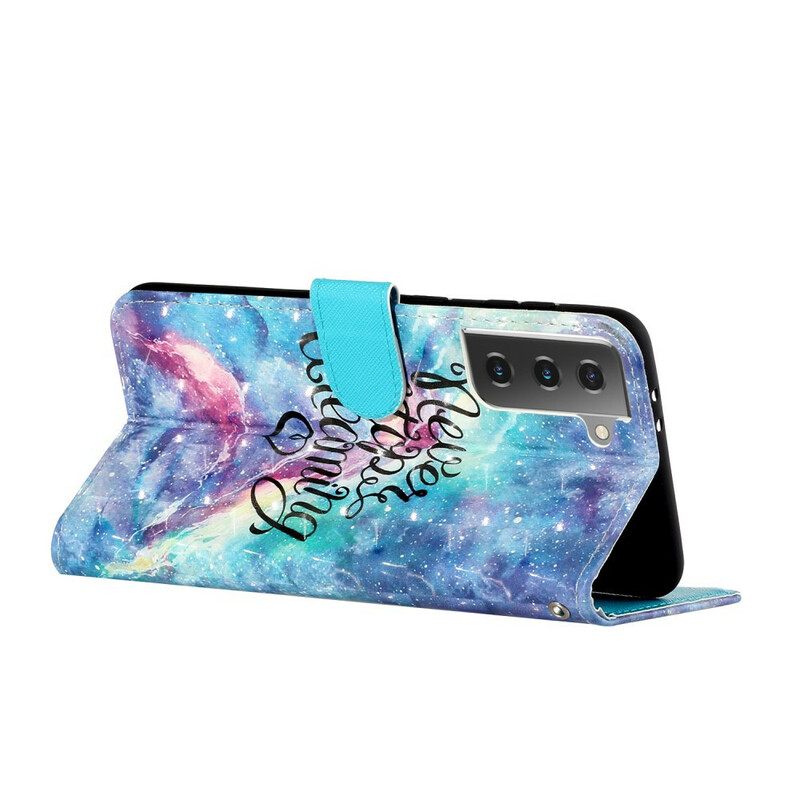 Kotelot Samsung Galaxy S21 5G Älä Koskaan Lopeta Kaulanauhan Kanssa