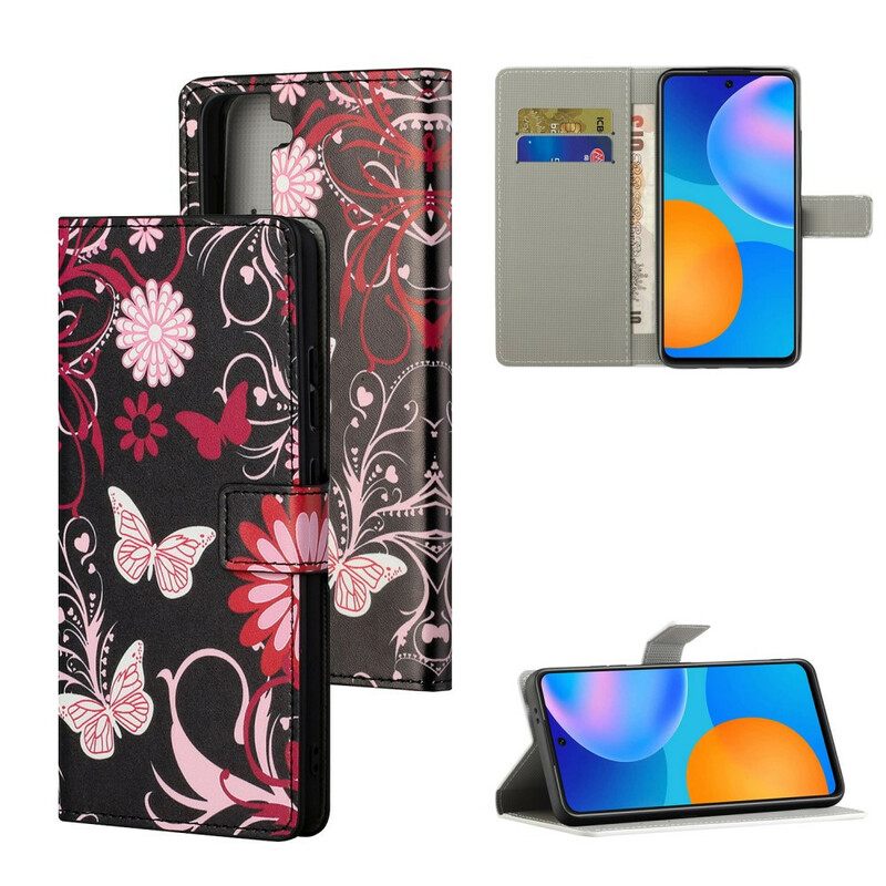 Kotelot Samsung Galaxy S21 5G Perhosia Ja Kukkia