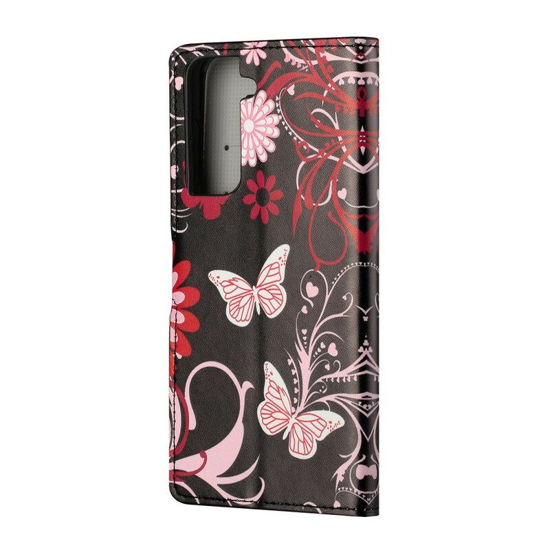 Kotelot Samsung Galaxy S21 5G Perhosia Ja Kukkia