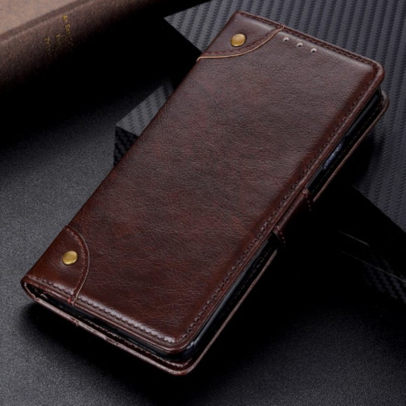 Kotelot Samsung Galaxy S21 5G Style Nappan Nahkaiset Vintage-niitit