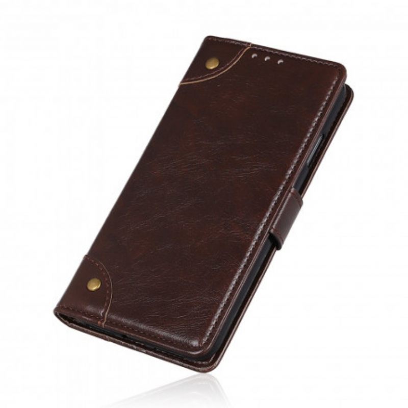 Kotelot Samsung Galaxy S21 5G Style Nappan Nahkaiset Vintage-niitit