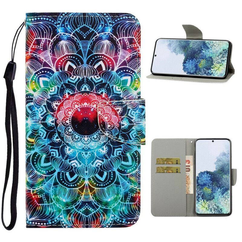 Kotelot Samsung Galaxy S21 5G Suojaketju Kuori Flashy Mandala Hihnalla