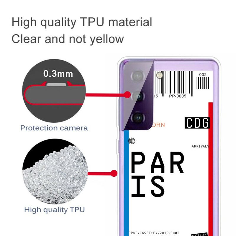 Kuori Samsung Galaxy S21 5G Boarding Pass Pariisiin