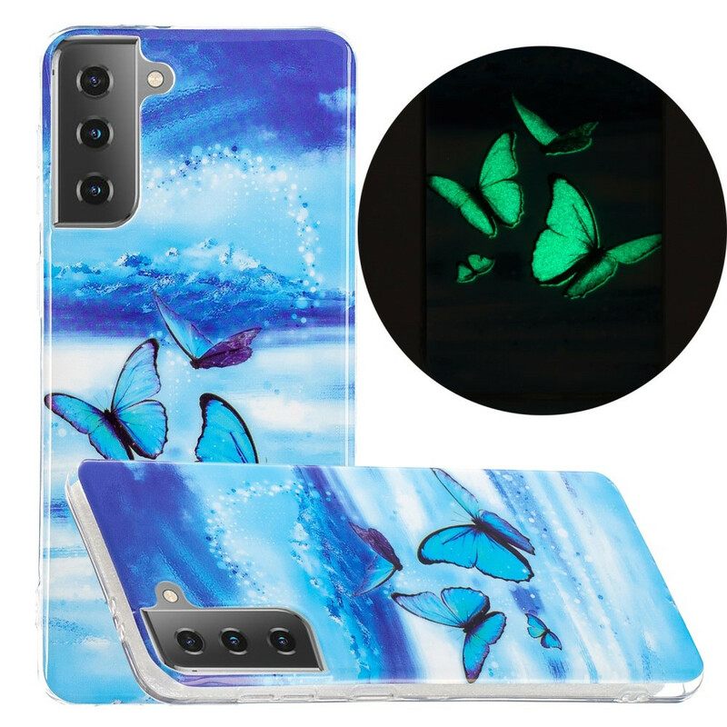 Kuori Samsung Galaxy S21 5G Fluorescent Butterfly Sarja