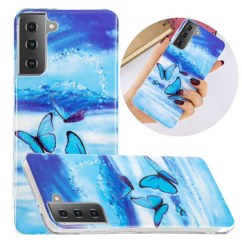 Kuori Samsung Galaxy S21 5G Fluorescent Butterfly Sarja