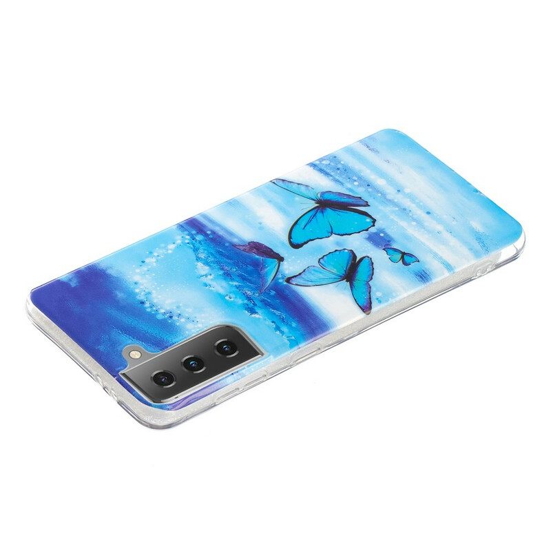 Kuori Samsung Galaxy S21 5G Fluorescent Butterfly Sarja