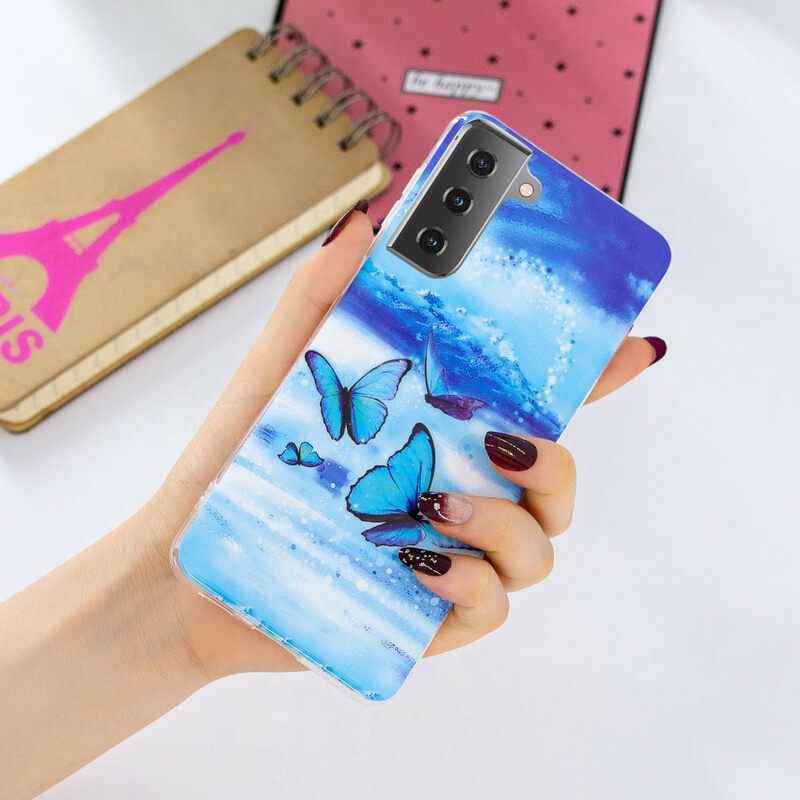 Kuori Samsung Galaxy S21 5G Fluorescent Butterfly Sarja