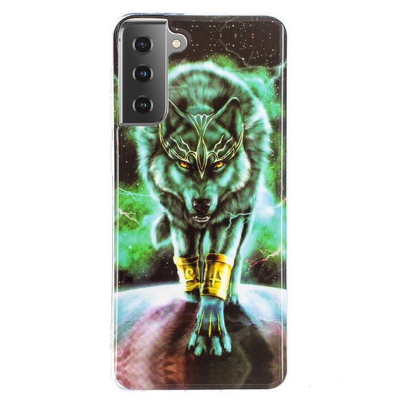 Kuori Samsung Galaxy S21 5G Fluorescent Wolf Sarja