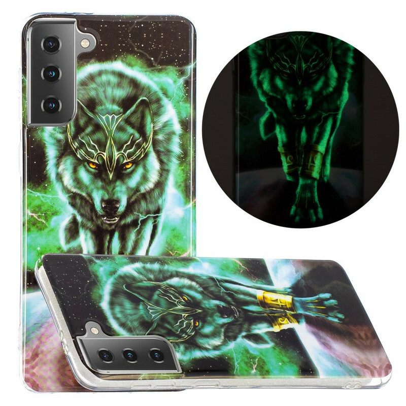 Kuori Samsung Galaxy S21 5G Fluorescent Wolf Sarja