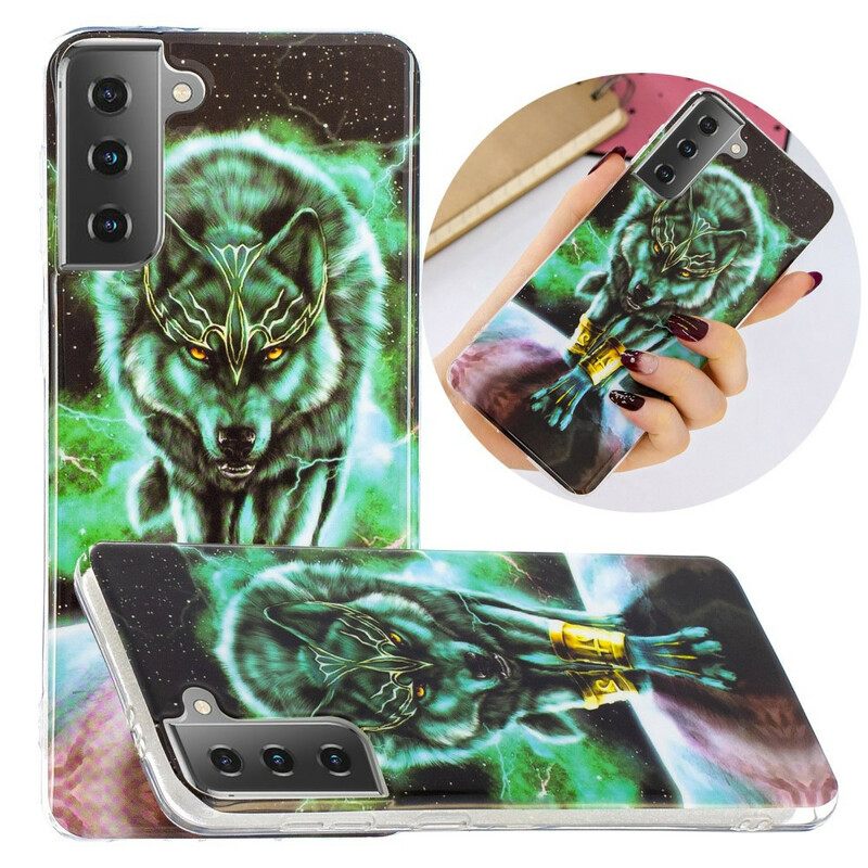 Kuori Samsung Galaxy S21 5G Fluorescent Wolf Sarja