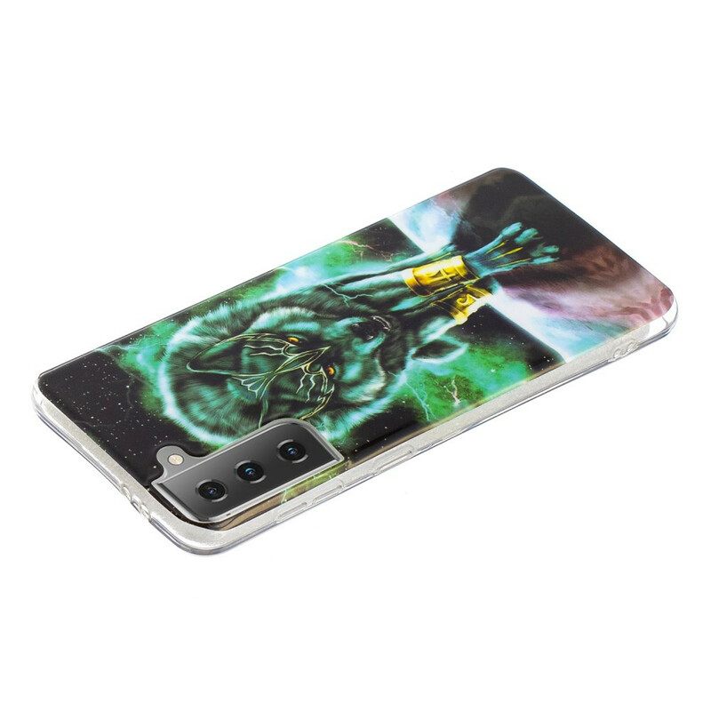 Kuori Samsung Galaxy S21 5G Fluorescent Wolf Sarja