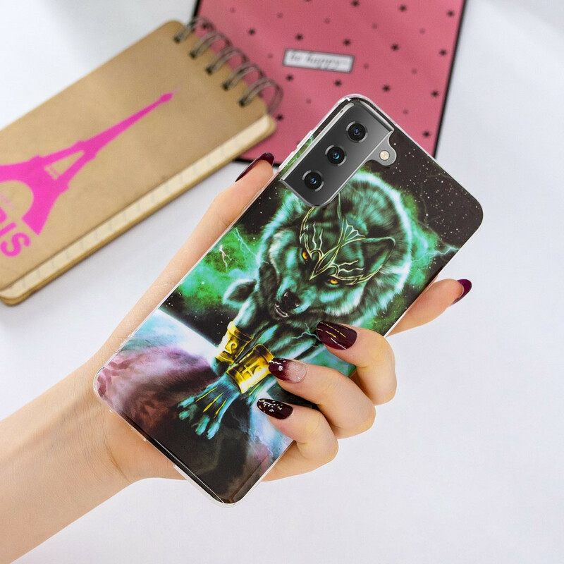 Kuori Samsung Galaxy S21 5G Fluorescent Wolf Sarja