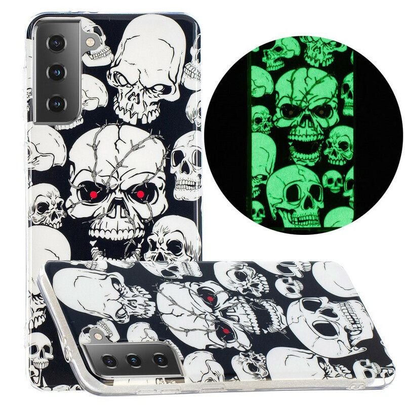 Kuori Samsung Galaxy S21 5G Varoitus Fluoresoivat Pääkallot