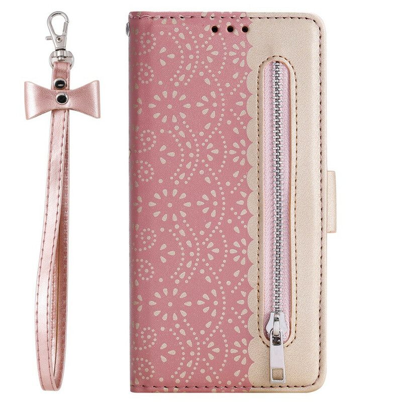 Nahkakotelo Samsung Galaxy S21 5G Suojaketju Kuori Lace Strap Kolikkokukkaro