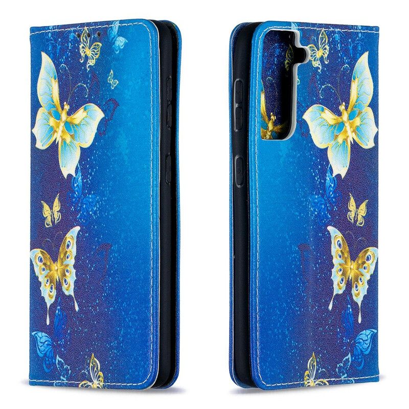 Puhelinkuoret Samsung Galaxy S21 5G Kotelot Flip Värikkäät Perhoset