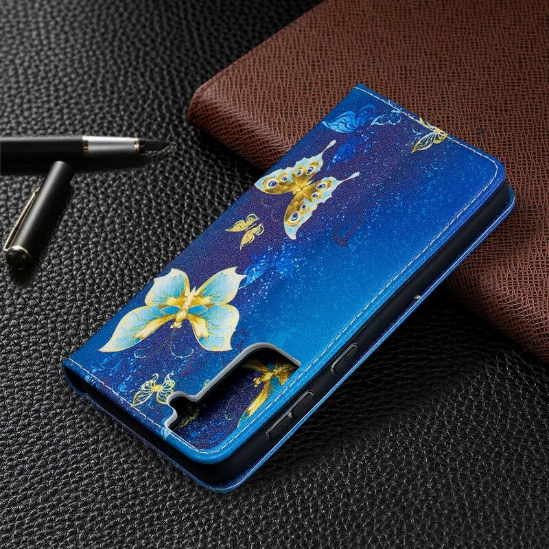 Puhelinkuoret Samsung Galaxy S21 5G Kotelot Flip Värikkäät Perhoset
