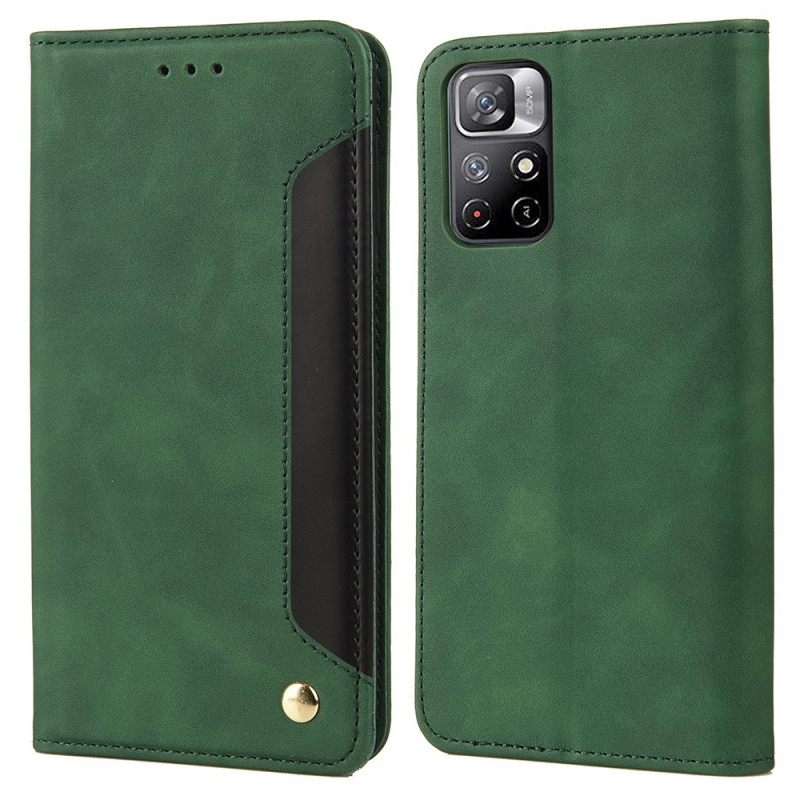 Puhelinkuoret Poco M4 Pro 5G Kotelot Flip Bicolor Business Leather Effect