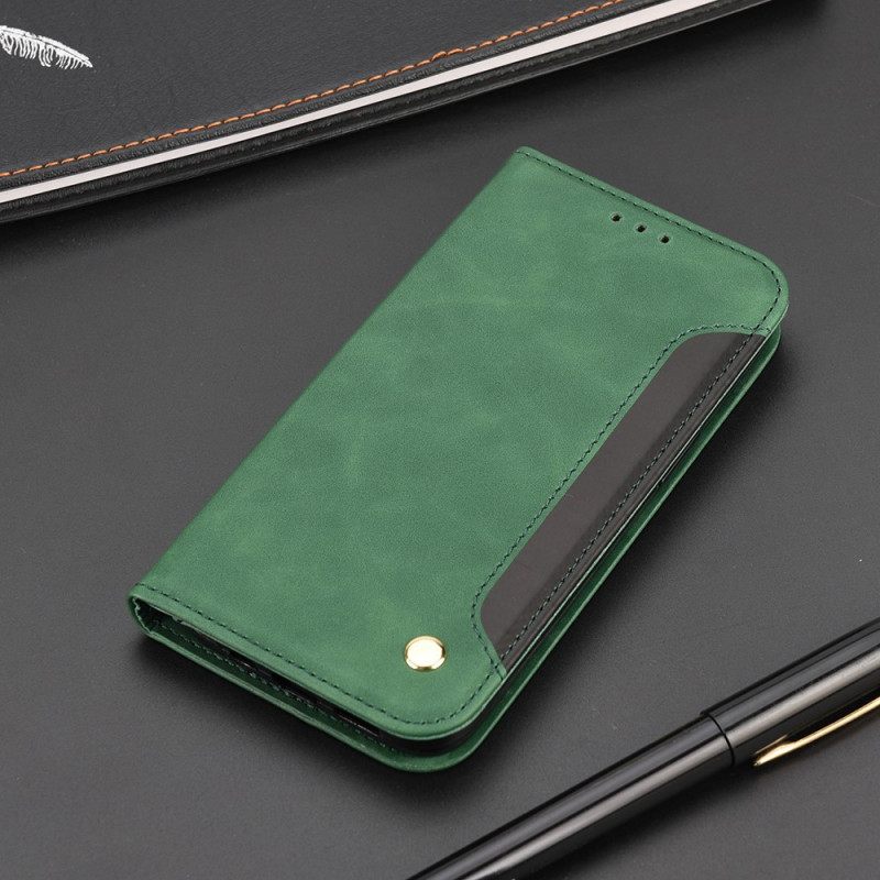 Puhelinkuoret Poco M4 Pro 5G Kotelot Flip Bicolor Business Leather Effect